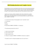 HESI Reading Questions and Complete Answers