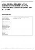 AHIMA CCS EXAM 2024&sol;2025 ACTUAL QUESTIONS WITH VERIFIED COMPLETE SOLUTIONS&sol;A&plus; SCORE ASSURED&sol;GET IT 100&percnt; ACCURATE&excl;&excl;AHIMA CCS EXAM 2024&sol;2025 ACTUAL QUESTIONS WITH VERIFIED COMPLETE SOLUTIONS&sol;A&plus; SCORE ASSURED&sol;GET IT 100&percnt; ACCURATE&excl;&excl;