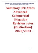 Summary LPC Notes Advanced Commercial Litigation Revision (Distinction) 2022/2023
