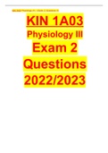 KIN 1A03 Physiology III Exam 2 Questions 2022/2023