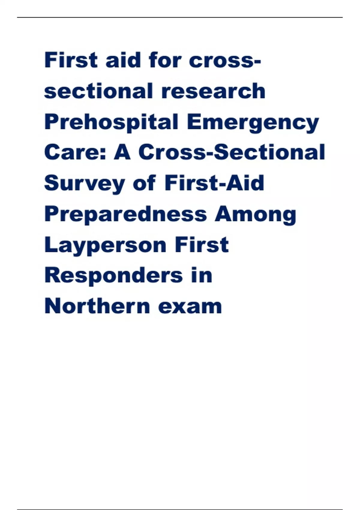 Summary First aid for cross-sectional research Prehospital Emergency ...