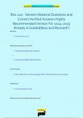 Bisc 120 - Genetic Material Questions and  Correct Verified Answers Highly  Recommended Version For 2024-2025  Already A Graded&vert;New and Revised&excl;&excl;&excl;