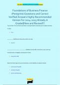 Foundations of Business Finance  &lpar;Peregrine&rpar; Questions and Correct  Verified Answers Highly Recommended  Version For 2024-2025 Already A  Graded&vert;New and Revised&excl;&excl;&excl;
