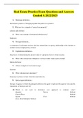 Real Estate Practice Exam Questions and Answers Graded A 2022&sol;2023