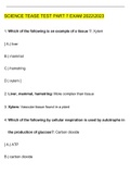 Science TEAS test part 7 Exam Questions and Answers 2022&sol;2023&vert; 100&percnt; Correct Verified Answers