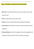 ATI TEAS 6 Reading-English Exam Questions and Answers 2022&sol;2023&vert; 100&percnt; Correct Verified Answers