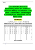 Test Bank for Financial Accounting Tools for Business Decision Making 7th Edition True- False statements + 280 Multiple Choices| 100% Answered + IFRS Questions