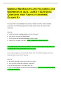 Maternal Newborn Health Promotion and Maintenance Quiz&period; LATEST 2022&sol;2023&period; Questions with Rationale Answers&period; Graded A&plus;