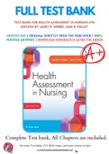 Test Bank For Health Assessment in Nursing 6th Edition by Janet R. Weber, Jane H. Kelley 9781496344380 Chapter 1-34 Complete Guide.