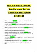 ECN 211 Exam 3 ASU Hill &vert; Questions and Correct Answers &vert; Latest Update 2024&sol;2025
