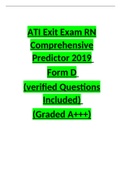 ATI Exit Exam RN Comprehensive Predictor 2019  Form D  (verified Questions Included)  (Graded A+++) 