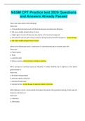 NASM CPT Practice test 2020 Questions and Answers Already Passed
