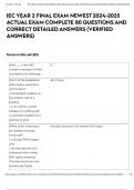 IEC YEAR 2 FINAL EXAM NEWEST 2024-2025 ACTUAL EXAM COMPLETE 80 QUESTIONS AND CORRECT DETAILED ANSWERS &lpar;VERIFIED ANSWERS&rpar;