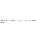 NUR 256 Mental Health Exam 3 Complete worksheet: Exam 3 100% Correct.