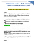 HESI Medical surgical LPN&sol;PN nursing v1 questions and answers with rationales 