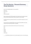 The Fire Service - Personal Summary Study Questions and answers 2022&sol;2023