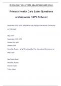 Primary Health Care Exam Questions and Answers 100&percnt; Solvved