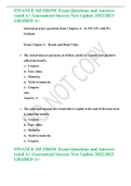 FINANCE 103 FROM  Exam Questions and Answers rated A&plus; Guaranteed Success New Update 2022&sol;2023 GRADED A&plus;
