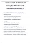 Primary Health Care Exam with Complete Solutions Graded A&plus;