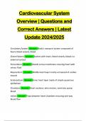 Cardiovascular System Overview &vert; Questions and Correct Answers &vert; Latest Update 2024&sol;2025
