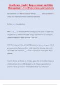 Healthcare Quality Improvement and Risk  Management - C430 Questions And Answers