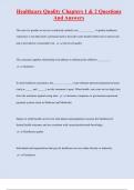 Healthcare Quality Chapters 1 & 2 Questions  And Answers