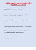 Healthcare quality management-Bernadette Questions And Answers
