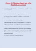 Chapter 17&colon; Managing Quality and Safety Questions And Answers