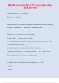 Health Care Quality&colon; 272 Course Questions  And Answers