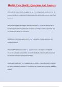 Health Care Quality Questions And Answers