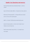 Quality Care Questions And Answers