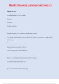 Quality Measures Questions And Answers