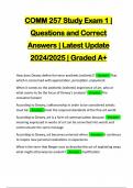 COMM 257 Study Exam 1 &vert; Questions and Correct Answers &vert; Latest Update 2024&sol;2025 &vert; Graded A&plus;