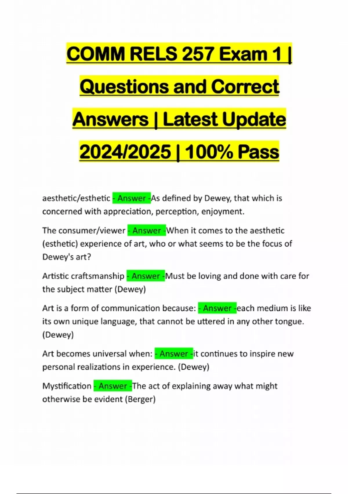 COMM RELS 257 Exam 1 | Questions and Correct Answers | Latest Update ...