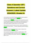 Class A Operator UST &vert; Questions and Correct Answers &vert; Latest Update 2024&sol;2025 &vert; Graded A&plus;