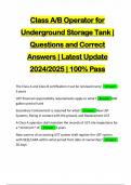 Class A&sol;B Operator for Underground Storage Tank &vert; Questions and Correct Answers &vert; Latest Update 2024&sol;2025 &vert; 100&percnt; Pass