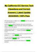 My California ICC Service Tech &vert; Questions and Correct Answers &vert; Latest Update 2024&sol;2025 &vert; 100&percnt; Pass