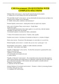 C181 Government&vert; 154 QUESTIONS&vert; WITH COMPLETE SOLUTIONS
