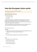 2e jaar rechtspraktijk Docent Wim De Bruyn: Samenvatting European & International Law: "How the European Union Works."