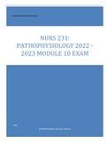 NURS 231:  PATHOPHYSIOLOGY 2022 - 2023 MODULE 10 EXAM