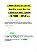 CHEM 1005 Final Review &vert; Questions and Correct Answers &vert; Latest Update 2024&sol;2025 &vert; 100&percnt; Pass