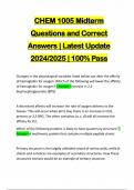 CHEM 1005 Midterm Questions and Correct Answers &vert; Latest Update 2024&sol;2025 &vert; 100&percnt; Pass