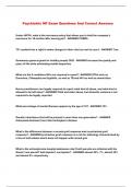Psychiatric NP Exam Questions And Correct Answers