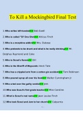 To Kill A Mockingbird Final Test Questions and Answers (2022/2023) (Verified Answers)