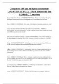 Computer 105 pre and post assessment UPDATED ACTUAL Exam Questions and  CORRECT Answers