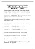 Health and Social care level 2 unit 1 UPDATED Exam Questions and  CORRECT Answers