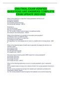 CNA FINAL EXAM VERIFIED QUESTIONS AND ANSWERS COMPLETE EXAM UPDATE 2022-2023