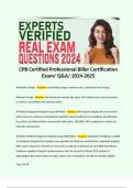 CPB Certified Professional Biller Certification Exam&sol; Q&A&sol; 2024-2025  