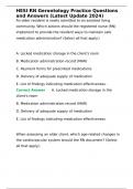 HESI RN Gerontology Practice Questions and Answers &lpar;Latest Update 2024&rpar;