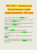 MTS TEST 1 Questions and Correct Answers &vert; Latest Update 2024&sol;2025 &vert; 100&percnt; Pass